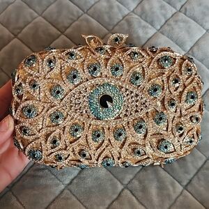 Gold and Teal Eye Clutch